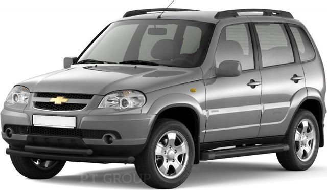 Защита порогов PT Group с алюминиевой площадкой d63 ИСКРА (ППК) для Chevrolet Niva I 2009-2020. Артикул LNV330307