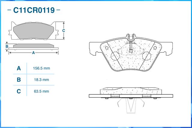 Колодки тормозные передние (Low Metallic) (Cworks). Артикул C11CR0119