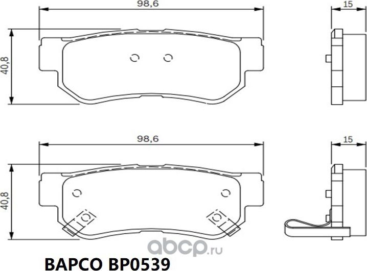 Колодки тормозные дисковые зад. KIA MAGENTIS 01-, HYUNDAI MATRIX 01-1 (Bapco). Артикул BP0539