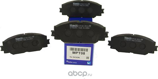 КОМПЛЕКТ КОЛОДОК ТОРМОЗНЫХ ДИСКОВЫХ TOYOTA MPT08 (Mando). Артикул mpt08