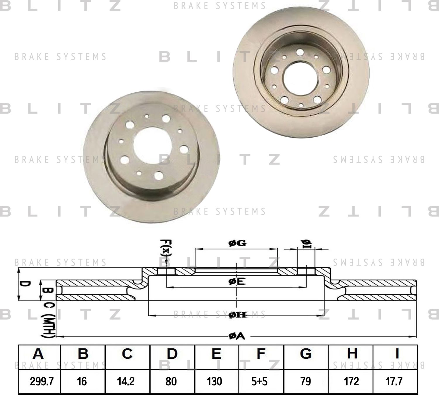 Диск тормозной PSA/FIAT JUMPER/BOXER/DUCATO 06- задн. (Blitz). Артикул BS0242