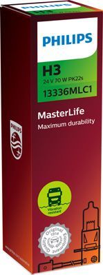 H3 24V- 70W (PK22s) (вибростойкая+увелич.срок службы) MasterLife Philips MasterLife. Артикул 13336MLC1