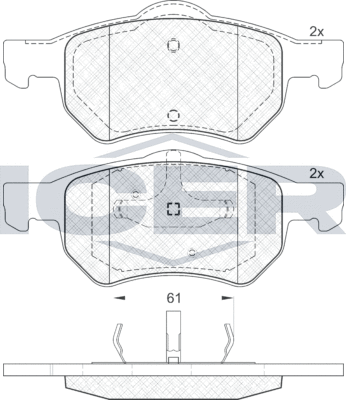 Тормозные колодки Icer передние для Dodge Caravan IV 2000-2007. Артикул 181586