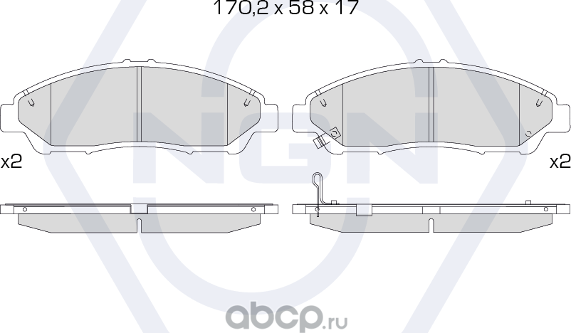 Колодки тормозные керамические, передние (NGN). Артикул 3501249