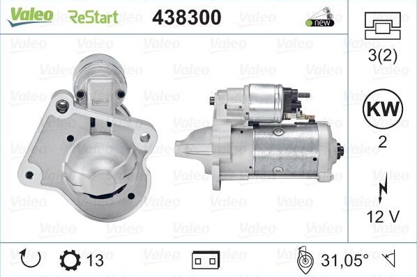 Стартер Valeo VALEO ORIGINS NEW STOP&START для Ford Transit Courier I 2014-2018. Артикул 438300