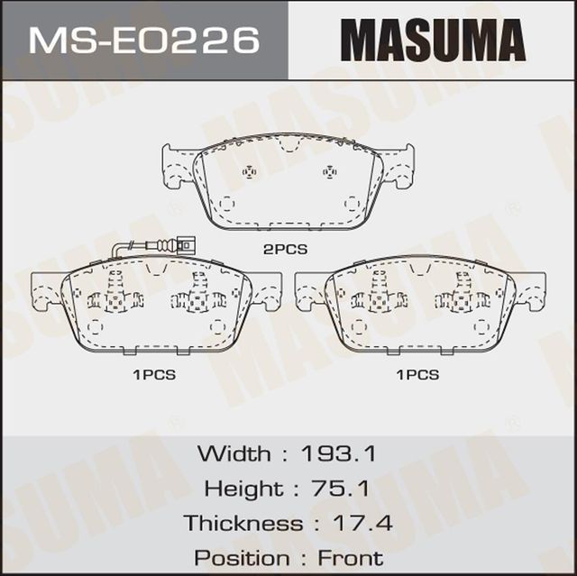 Тормозные колодки Masuma. Артикул MS-E0226