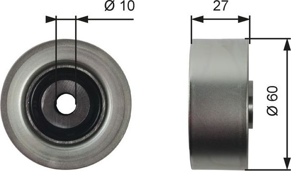 Направляющий (ведущий) ролик приводного поликлинового ремня Gates (Металл). Артикул T36392