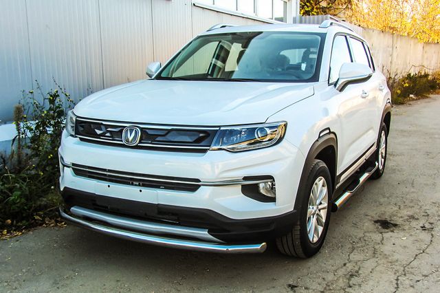 Защита Slitkoff переднего бампера d57 для Changan CS35 Plus 2019-2026. Артикул CHANCS35P-001