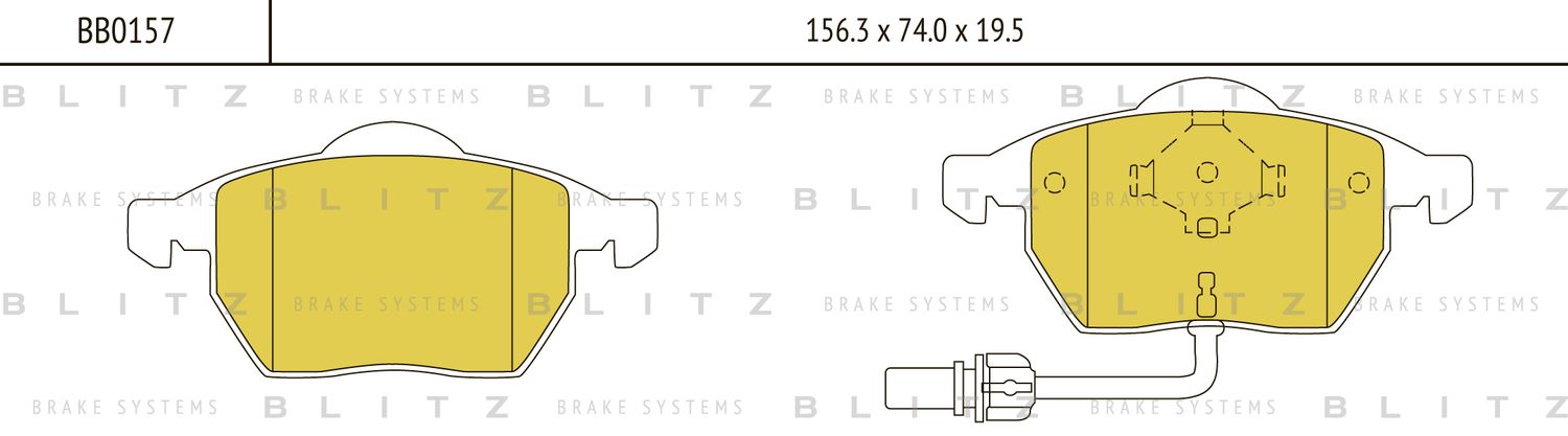 Колодки тормозные дисковые передние Audi A4/A6 1996-,Volkswagen Passat/Golf I 19 (Blitz). Артикул BB0157