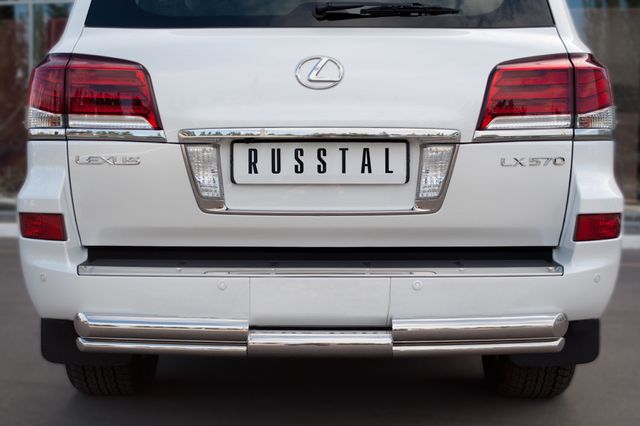 Защита RusStal заднего бампера d76/d42 (ступень) для Lexus LX 570 2012-2026. Артикул LLXZ-000869