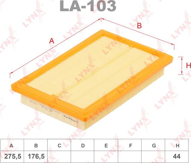 Воздушный фильтр LYNXauto. Артикул LA-103