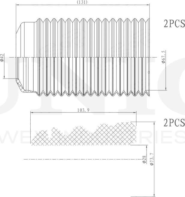 Отбойник и пыльник амортизатора, комплект (Unio). Артикул DUC-50090