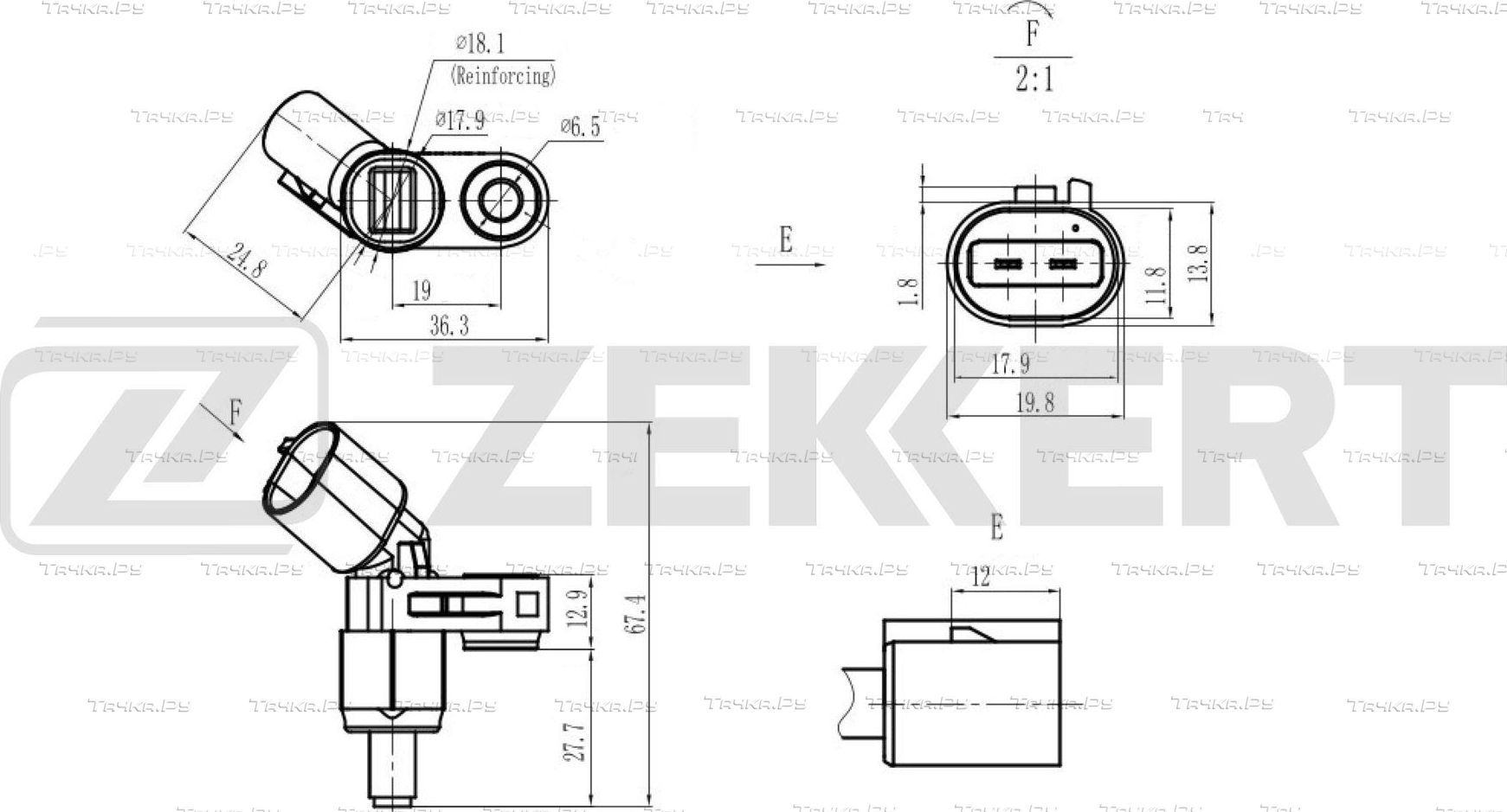 Датчик ABS Zekkert передний левый для Audi A3 I (8L) 1996-2003. Артикул SE-6182