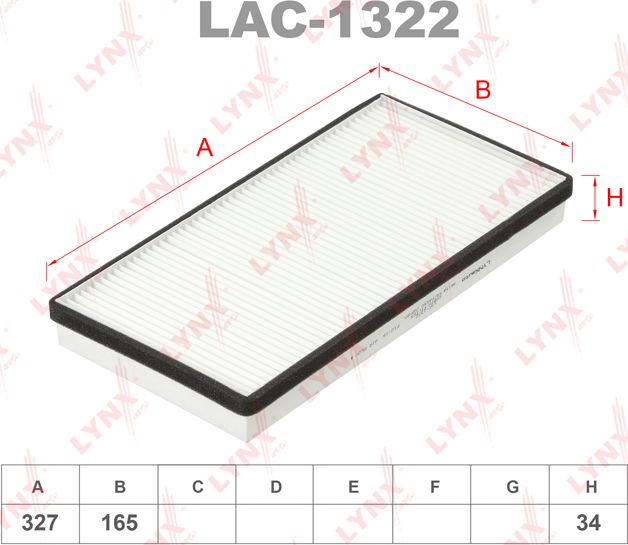 Салонный фильтр LYNXauto для Peugeot 406 I 1995-2004. Артикул LAC-1322