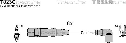 Высоковольтные провода (провода зажигания) (комплект) Tesla. Артикул T823C