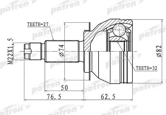 Шрус наружный (граната) Patron. Артикул PCV1106
