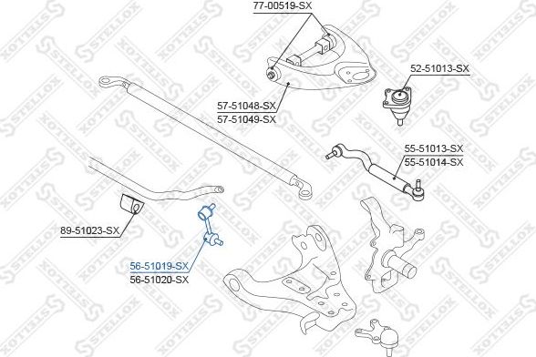 Стойка (тяга) стабилизатора Stellox. Артикул 56-51019-SX