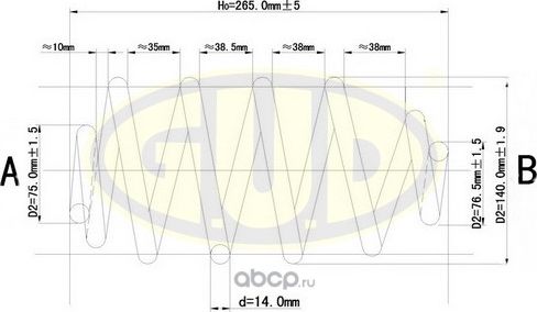 Пружина подвески G.U.D. задняя для Opel Vectra C 2002-2009. Артикул GCS263460