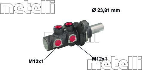 Тормозной цилиндр главный Metelli (алюминий). Артикул 05-0896