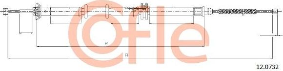 Трос ручника (тросик ручного тормоза) Cofle задний правый для Fiat Qubo I 2008-2026. Артикул 92.12.0732