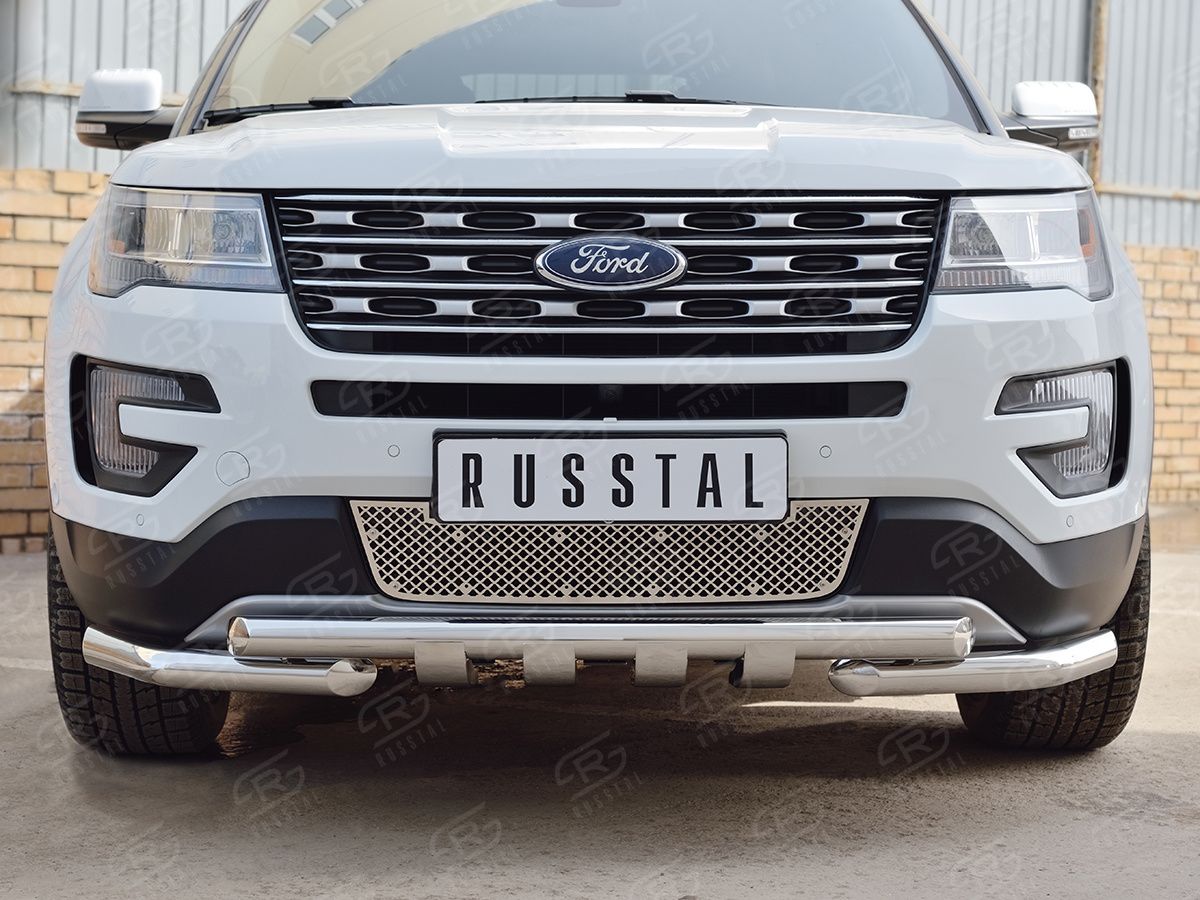Накладка на решётку радиатора НИЖНЯЯ RusStal лист нерж для Ford Explorer V 2015-2017. Артикул RRFEXP16-01