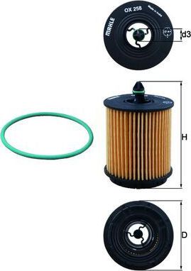 Масляный фильтр Mahle для Alfa Romeo 159 2005-2011. Артикул OX 258D