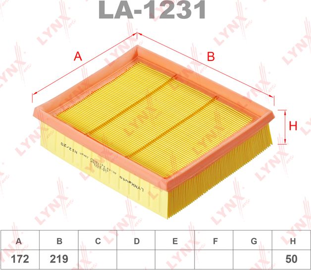 Воздушный фильтр LYNXauto. Артикул LA-1231