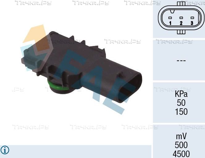 Датчик абсолютного давления (ДАД, MAP) FAE для Volkswagen Jetta V 2005-2010. Артикул 15196