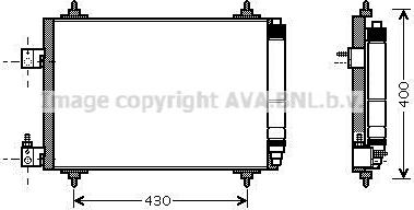 Радиатор кондиционера (конденсатор) AVA для Peugeot 407 2004-2011. Артикул PEA5286D