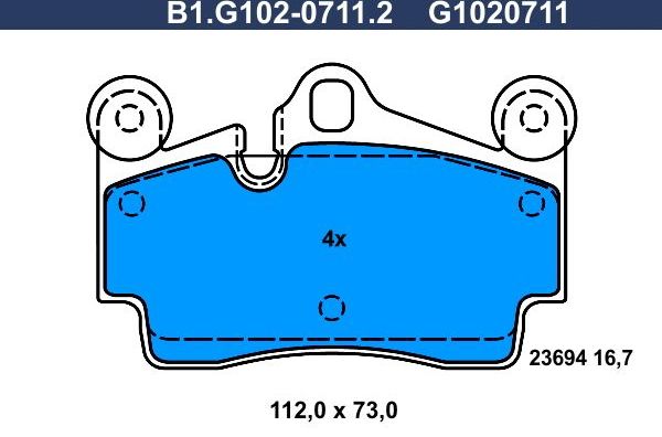Тормозные колодки Galfer. Артикул B1.G102-0711.2