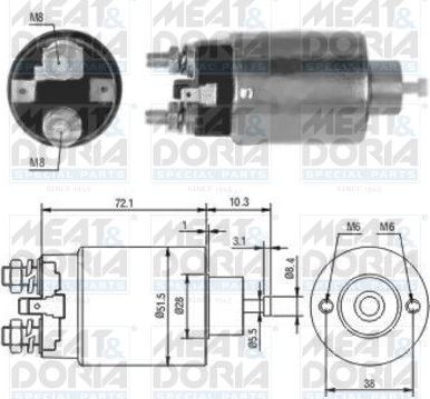 Втягивающее реле стартера Meat & Doria. Артикул 46027