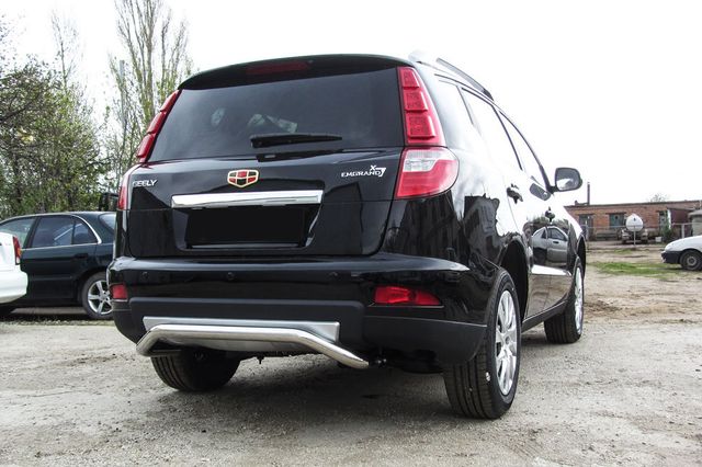 Защита Slitkoff заднего бампера d57 скоба для Geely Emgrand X7 рестайлинг 2016-2026. Артикул GAFX716016