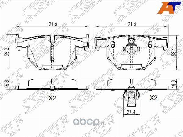 Колодки тормозные RR BMW 5 E60 (SAT). Артикул ST34216763044