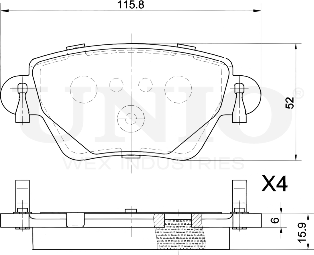 Колодки тормозные дисковые, комплект (Unio). Артикул BRP-20416