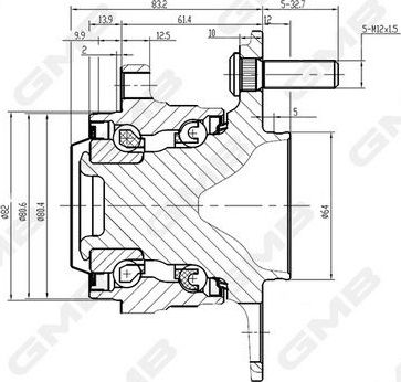 Ступица колеса GMB. Артикул GH35120M