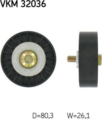 Направляющий (ведущий) ролик приводного поликлинового ремня SKF. Артикул VKM 32036