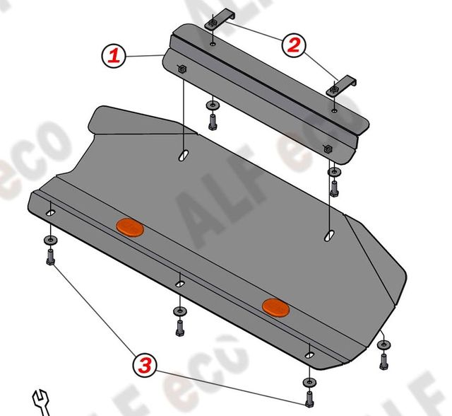 Защита алюминиевая Alfeco для радиатора (малая) SsangYong Actyon II 2010-2026. Артикул ALF.21.09 AL4