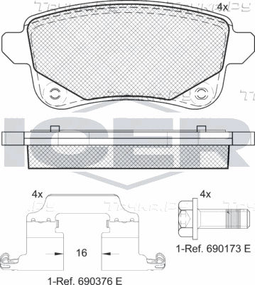 Тормозные колодки Icer задние для Renault Talisman 2015-2026. Артикул 182222