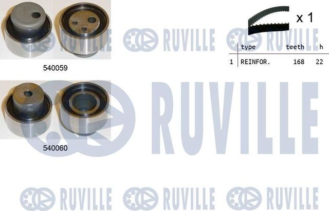 Ремень ГРМ с роликами (комплект) Ruville для Fiat Duna 1987-1991. Артикул 550003