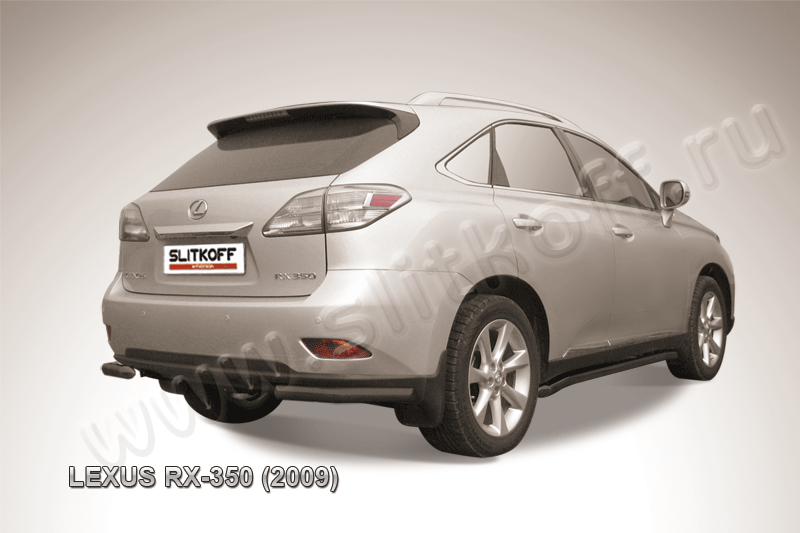 Защита Slitkoff задняя d57 уголки ЧЕРНАЯ матовая для Lexus RX 350 2009-2012. Артикул LRX35018B