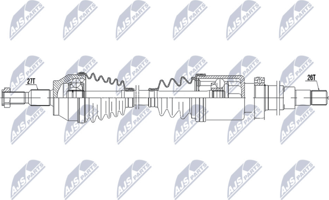 Полуось (привод в сборе, приводной вал) NTY передняя правая для Ford Focus III 2010-2019. Артикул NPW-FR-046