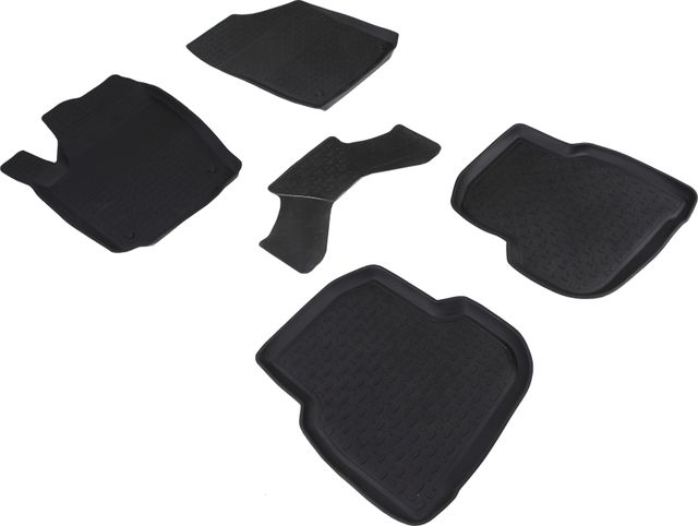 Коврики резиновые Seintex с высоким бортиком для салона Volkswagen Polo Sedan V Glonass 2019-2026. Артикул 91379