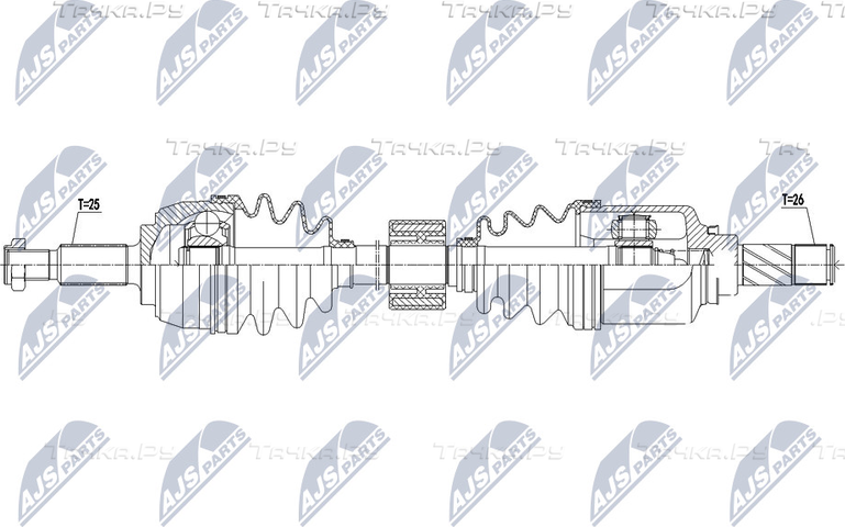 Полуось (привод в сборе, приводной вал) NTY для Renault Grand Scenic III 2009-2015. Артикул NPW-RE-134