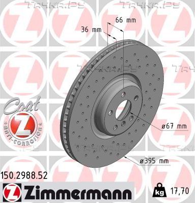 Тормозной диск Zimmermann Sport Coat Z передний для BMW 7 VI (G11/G12) 2019-2026. Артикул 150.2988.52