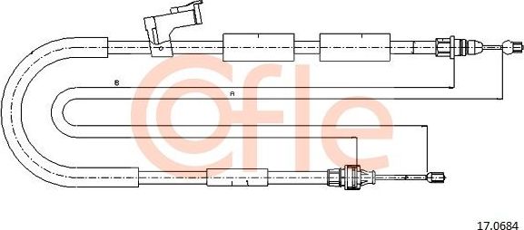 Трос ручника (тросик ручного тормоза) Cofle задний правый для Mazda 3 I (BK) 2003-2009. Артикул 92.17.0684