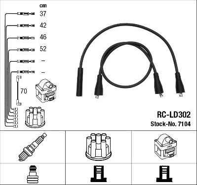 Высоковольтные провода (провода зажигания) (комплект) NGK для ВАЗ Samara (2108, 2109, 2113, 2114) 1991-2006. Артикул 7104