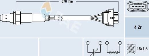 Лямбда-зонд (кислородный датчик) FAE для Opel Omega B 1999-2003. Артикул 77304