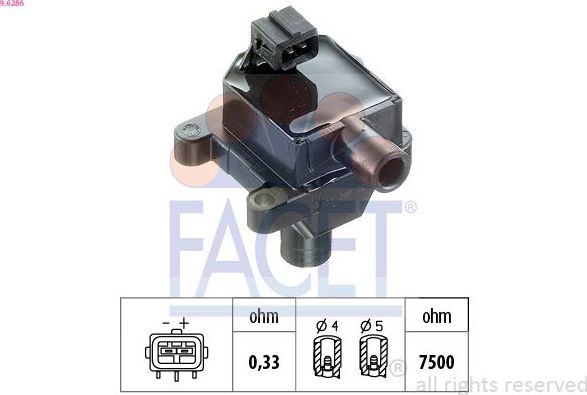 Катушка зажигания Facet Made in Italy - OE Equivalent для Alfa Romeo 145 I 1995-2001. Артикул 9.6286