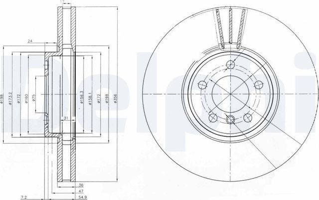 Тормозной диск Delphi для BMW X5 I (E53) 2001-2006. Артикул BG9004
