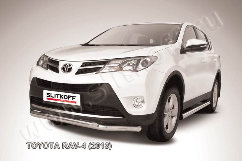 Защита Slitkoff переднего бампера d57/57 двойная для Toyota RAV4 IV 2013-2015. Артикул TR413-003